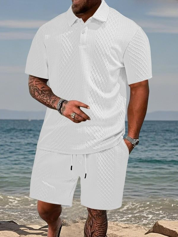 Zyvantex | Textured Polo Two Piece Set
