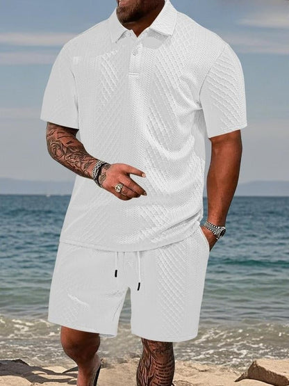 Zyvantex | Textured Polo Two Piece Set