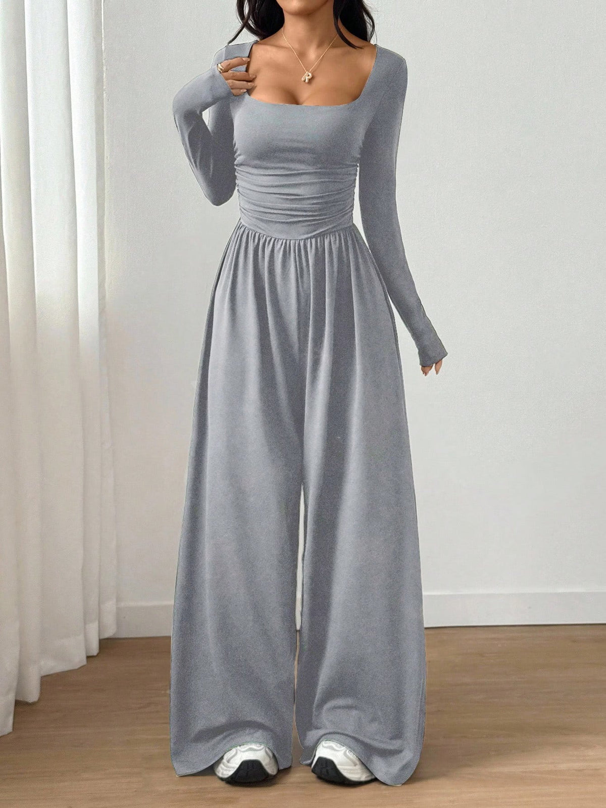 Joviana | Square Neck Wide Leg Jumpsuit
