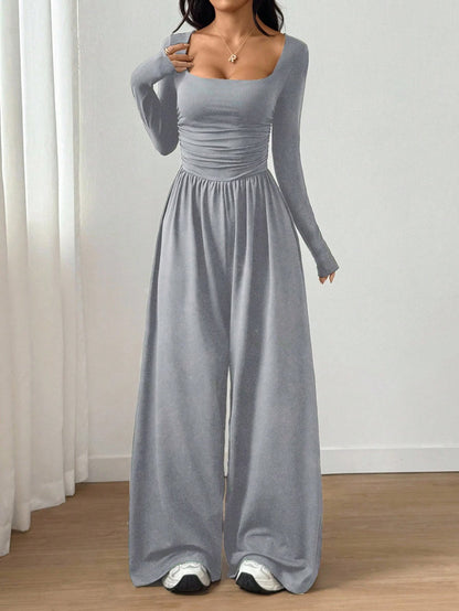 Joviana | Square Neck Wide Leg Jumpsuit