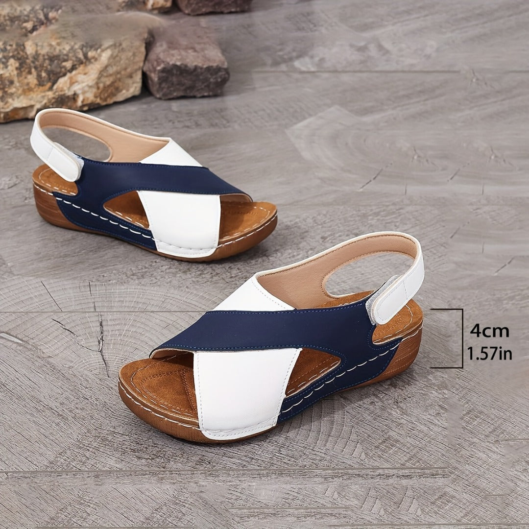 Lyndrel | Colour Block Open Toe Comfort Wedge Sandals