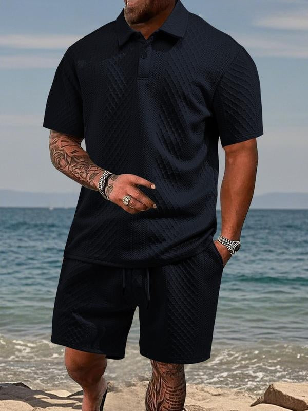 Zyvantex | Textured Polo Two Piece Set