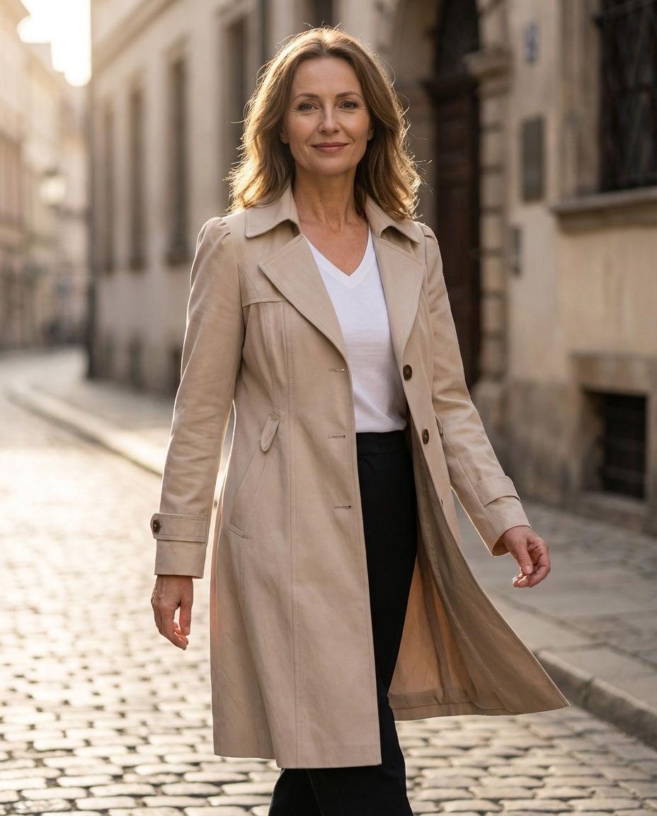 Josette | Elegant Notch Collar Trench Coat