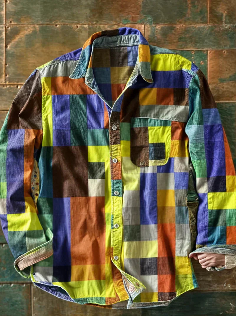 Caldrick | Patchwork Plaid Casual Button Shirt