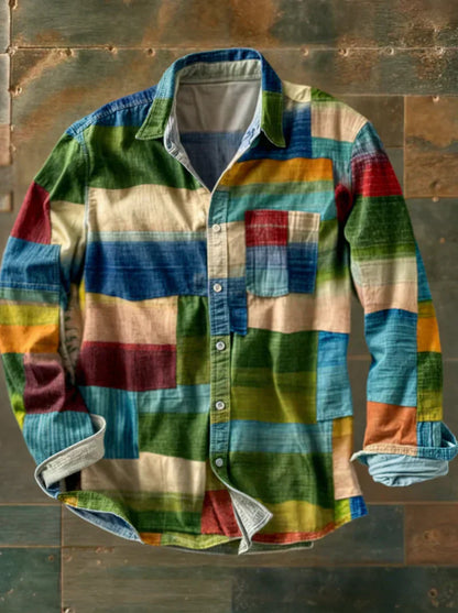 Caldrick | Patchwork Plaid Casual Button Shirt