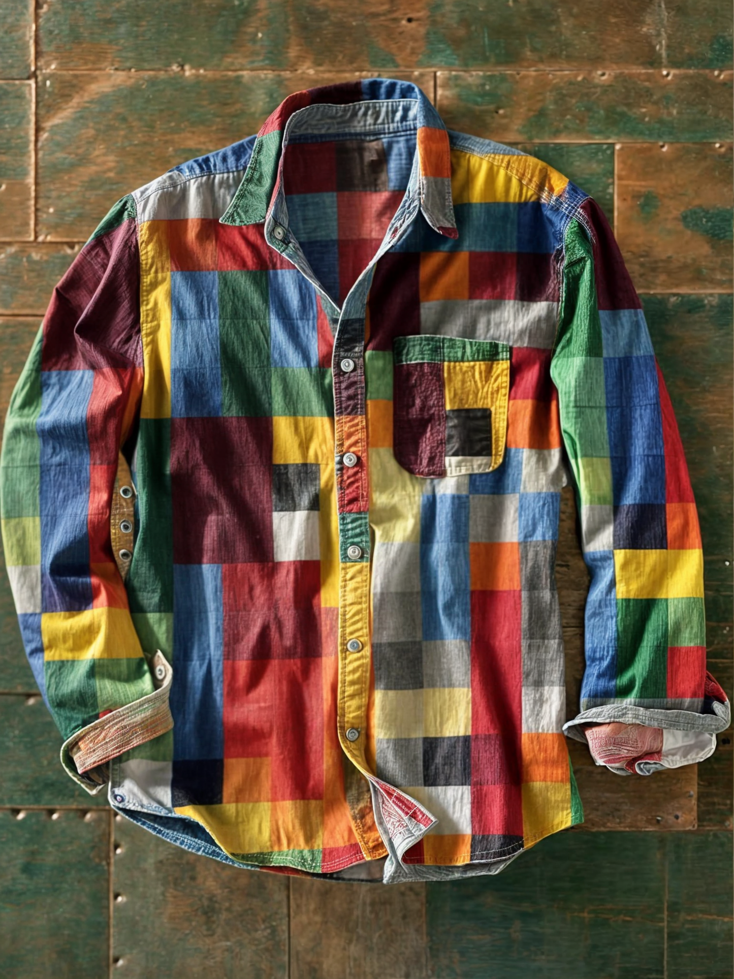 Caldrick | Patchwork Plaid Casual Button Shirt