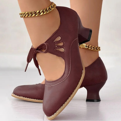 Brionette | Elegant Cutout Block Heel Pumps