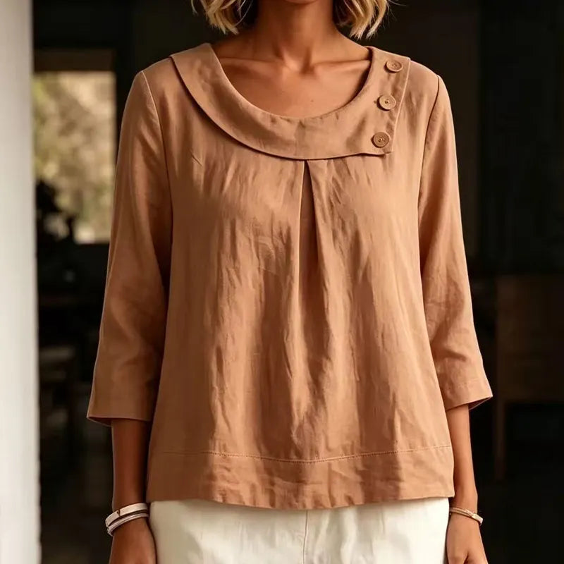 Ivanna | Elegant Pleated Neck Blouse