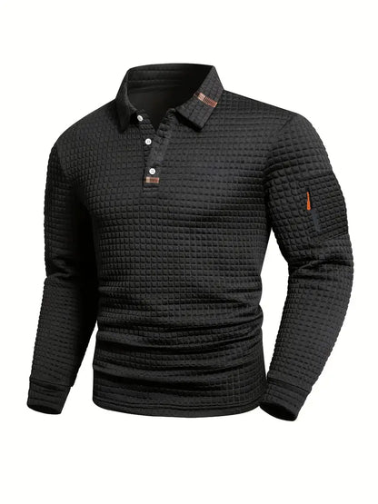 Zyvoren | Textured Long Sleeve Polo Shirt