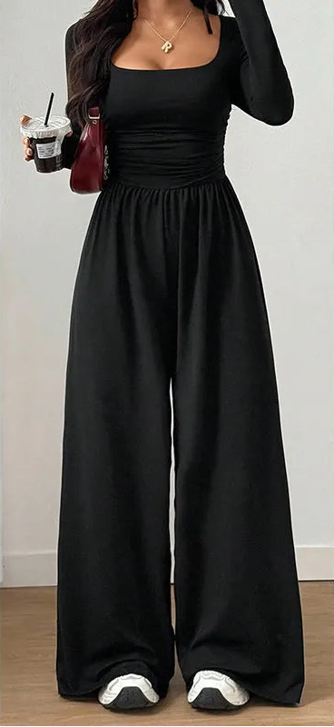 Orelisse | Square Neck Wide Leg Jumpsuit