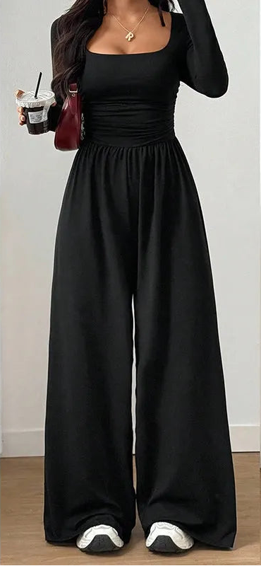 Joviana | Square Neck Wide Leg Jumpsuit