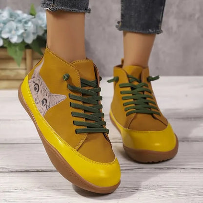 Zelmira | Cat Detail Lace Up Ankle Shoes