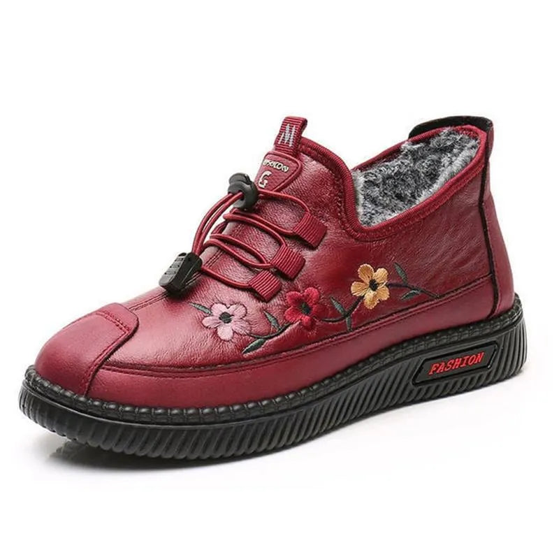 Waverly | Floral Detail Fleece Lined Ankle Shoes