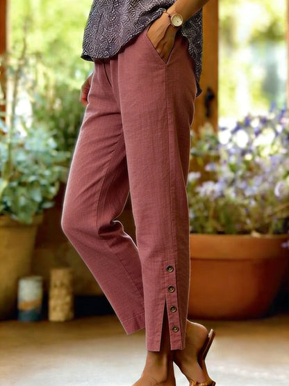 Lyvanna | Button Hem Ankle Trousers