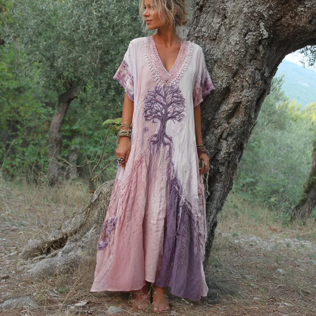 Xanthea | Relaxed V-Neck Boho Maxi Dress