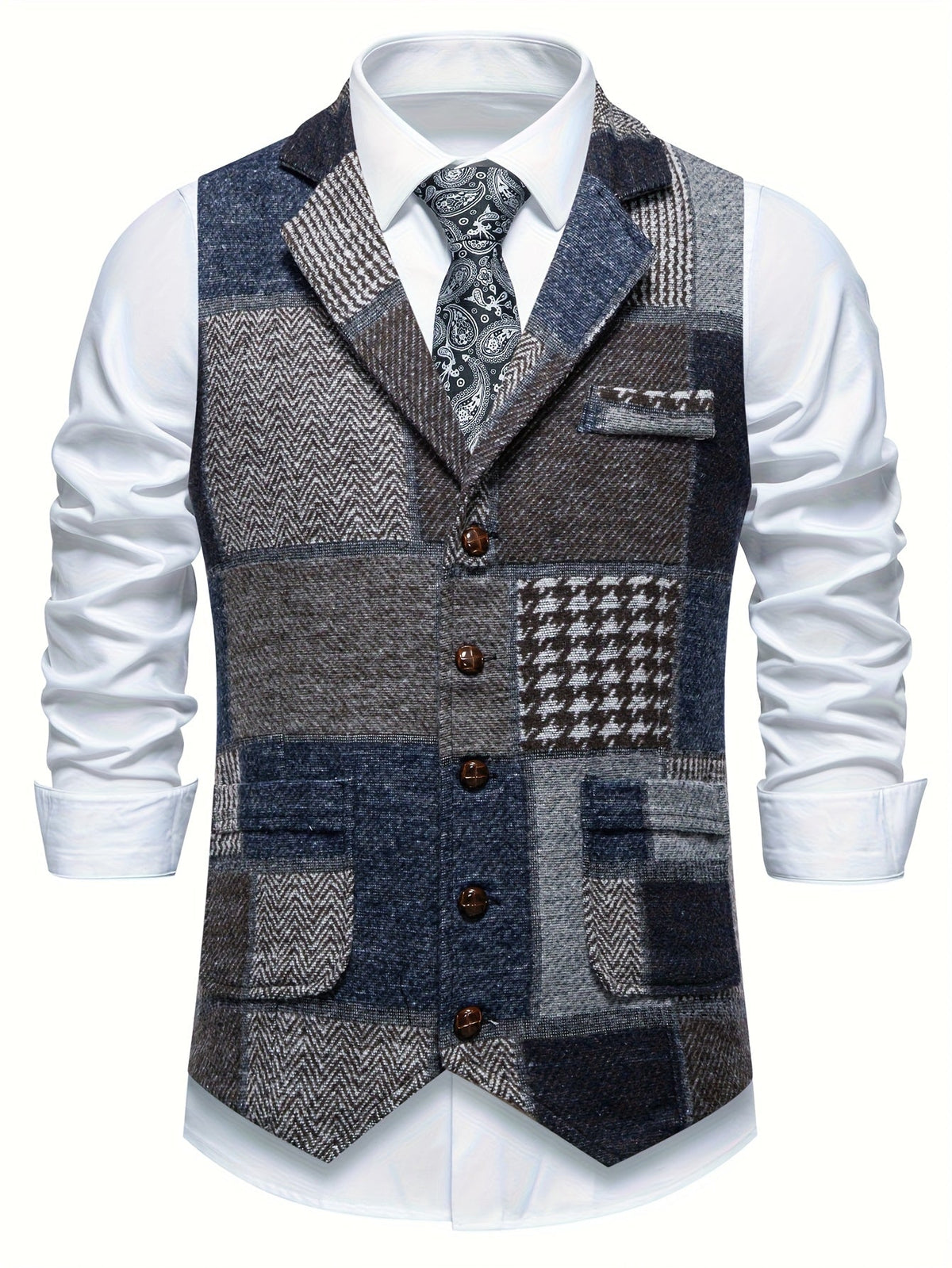 Garran | Patchwork Button Front Waistcoat