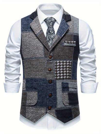 Garran | Patchwork Button Front Waistcoat