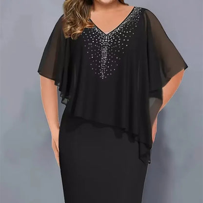 Faustine | Elegant Chiffon Cape Dress