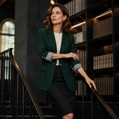 Kallista | Elegant Striped Cuff Blazer
