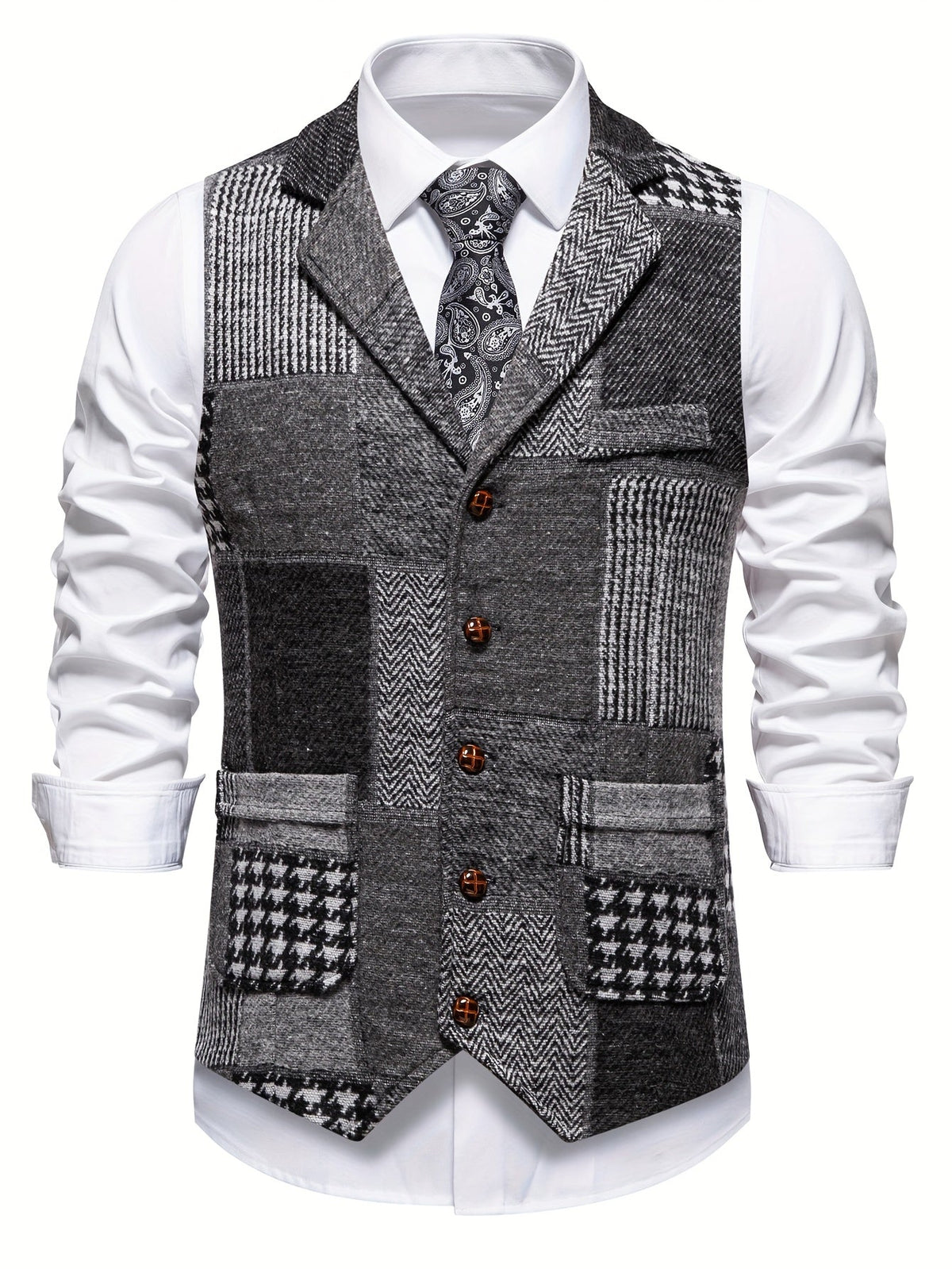 Garran | Patchwork Button Front Waistcoat
