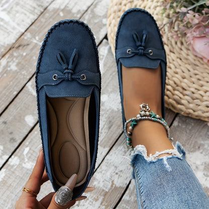 Zavina | Tassel Bow Suede Loafers