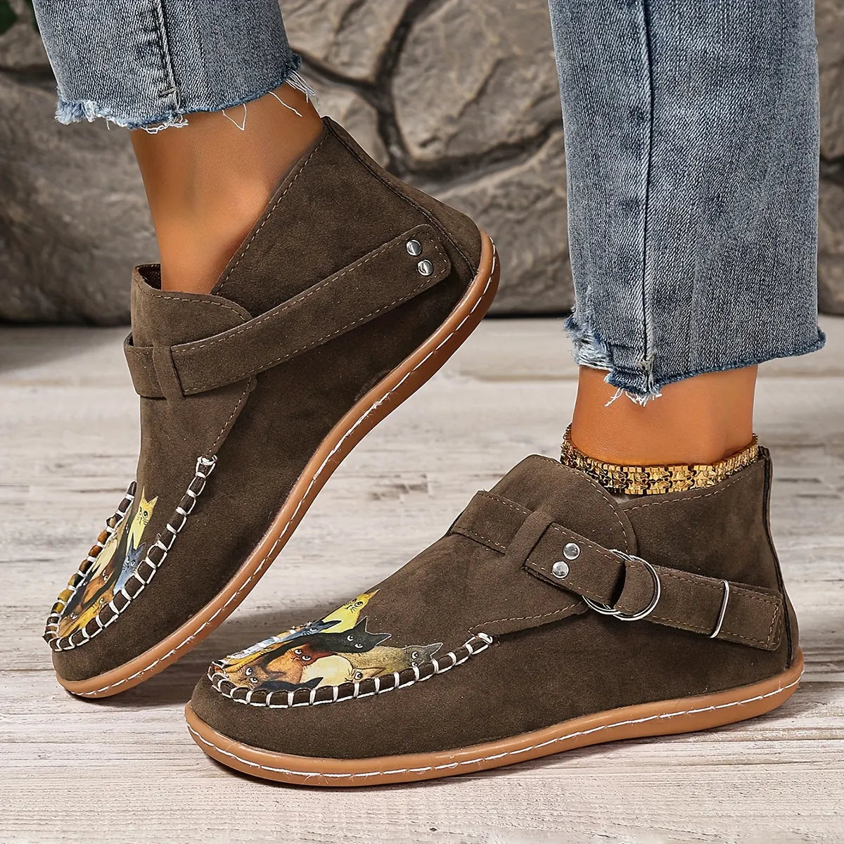 Flannery | Whimsical Cat Detail Casual Loafers