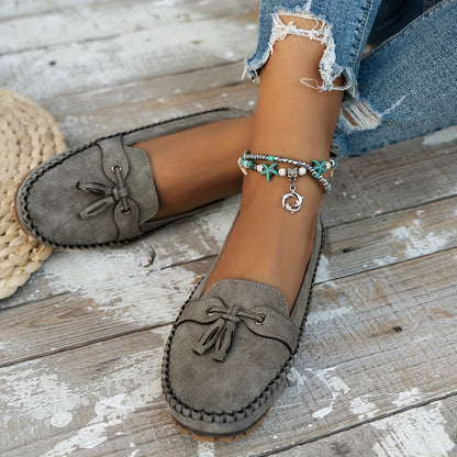 Zavina | Tassel Bow Suede Loafers