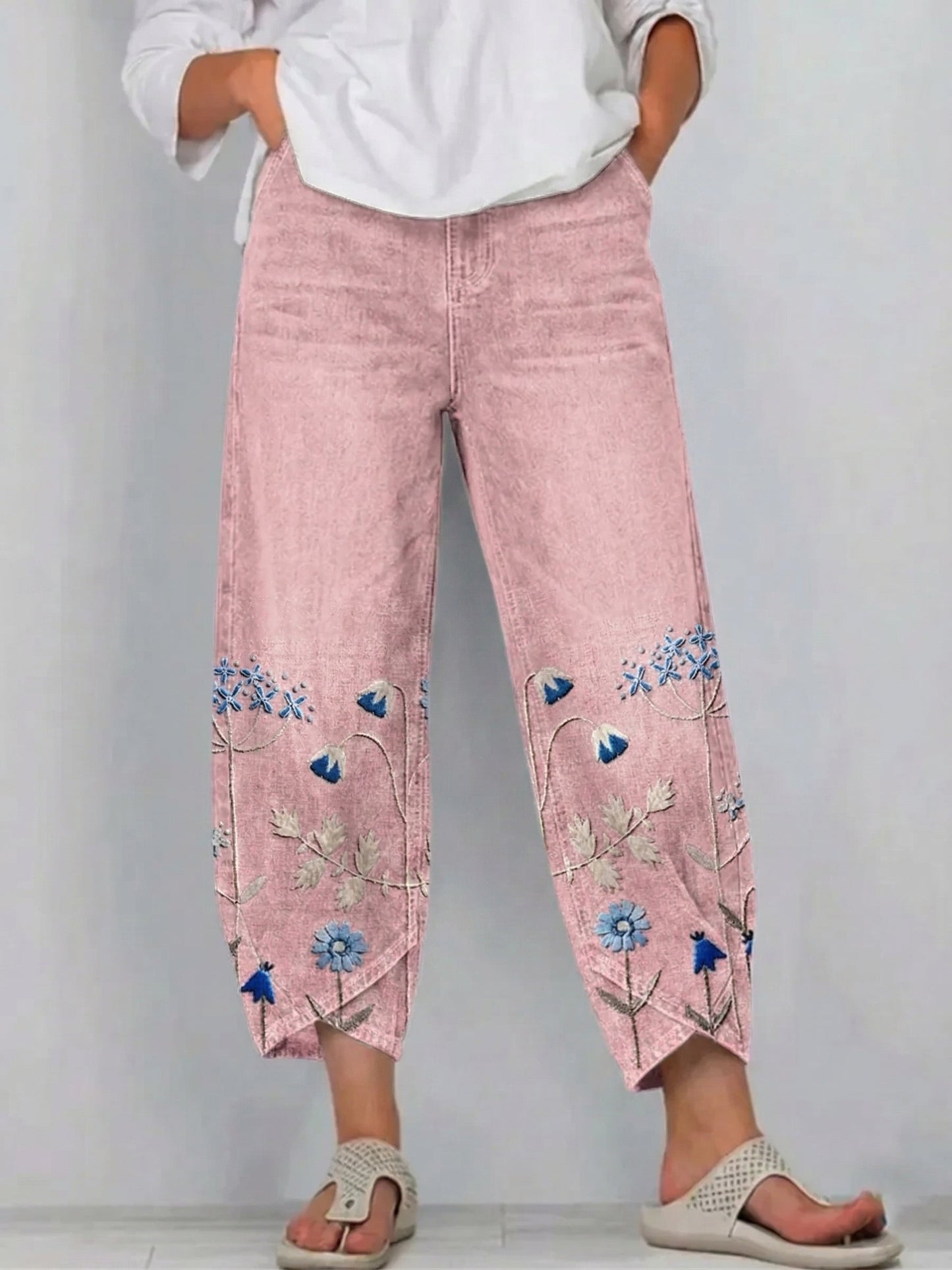 Calivra | Relaxed Embroidered Denim Trousers