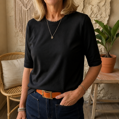 Xavina | Soft Touch Round Neck Blouse