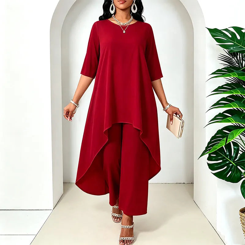 Ysella | Relaxed Asymmetric Wide Leg Pants Set
