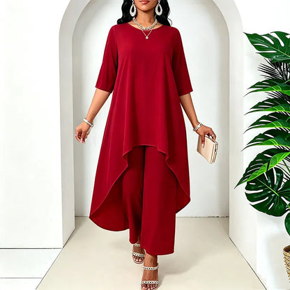 Ysella | Relaxed Asymmetric Wide Leg Pants Set