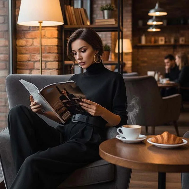 Rhiannon | Elegant Turtleneck Wide Leg Jumpsuit