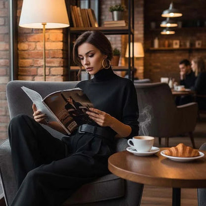 Rhiannon | Elegant Turtleneck Wide Leg Jumpsuit