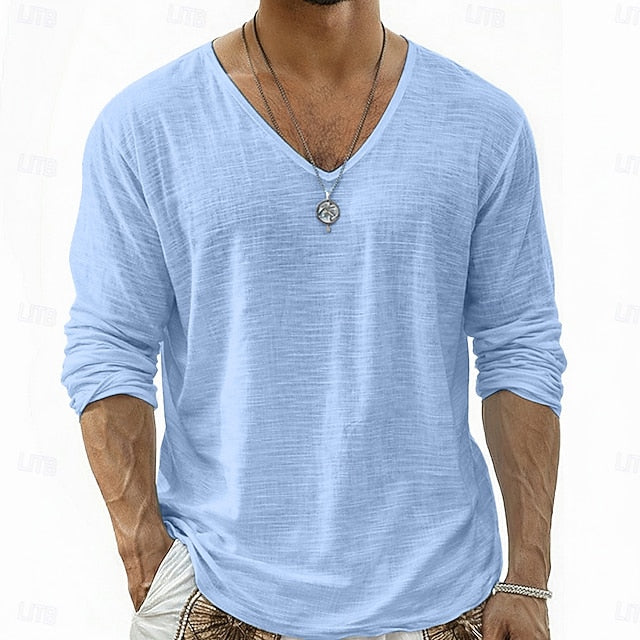 Alton | Lightweight Slub V Neck Shirt