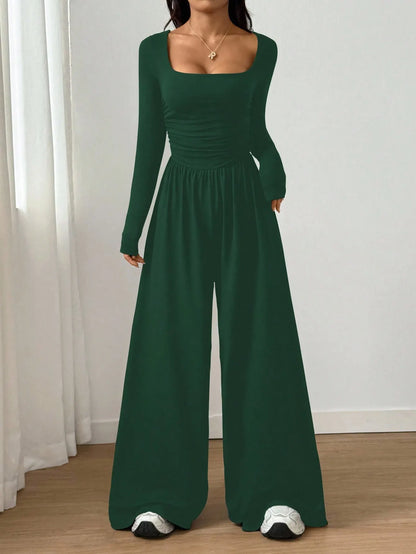 Joviana | Square Neck Wide Leg Jumpsuit