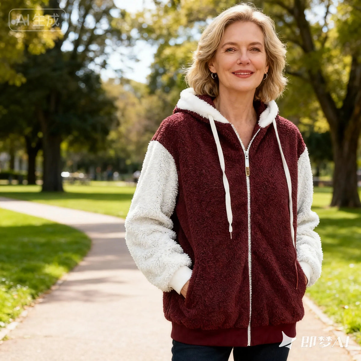 Tressa | Plush Colorblock Zip Hoodie