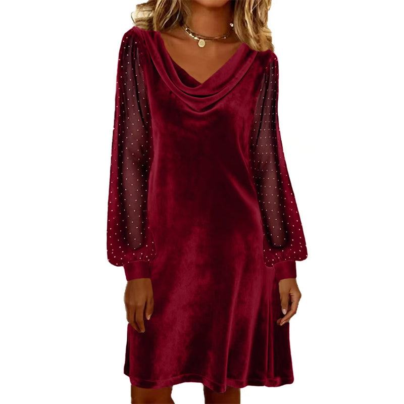Zinnelle | Embellished Sheer Sleeve Mini Dress