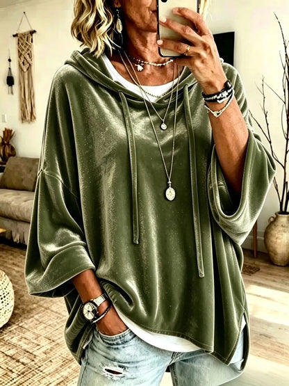 Halynne | Relaxed Velvet Knit Hoodie