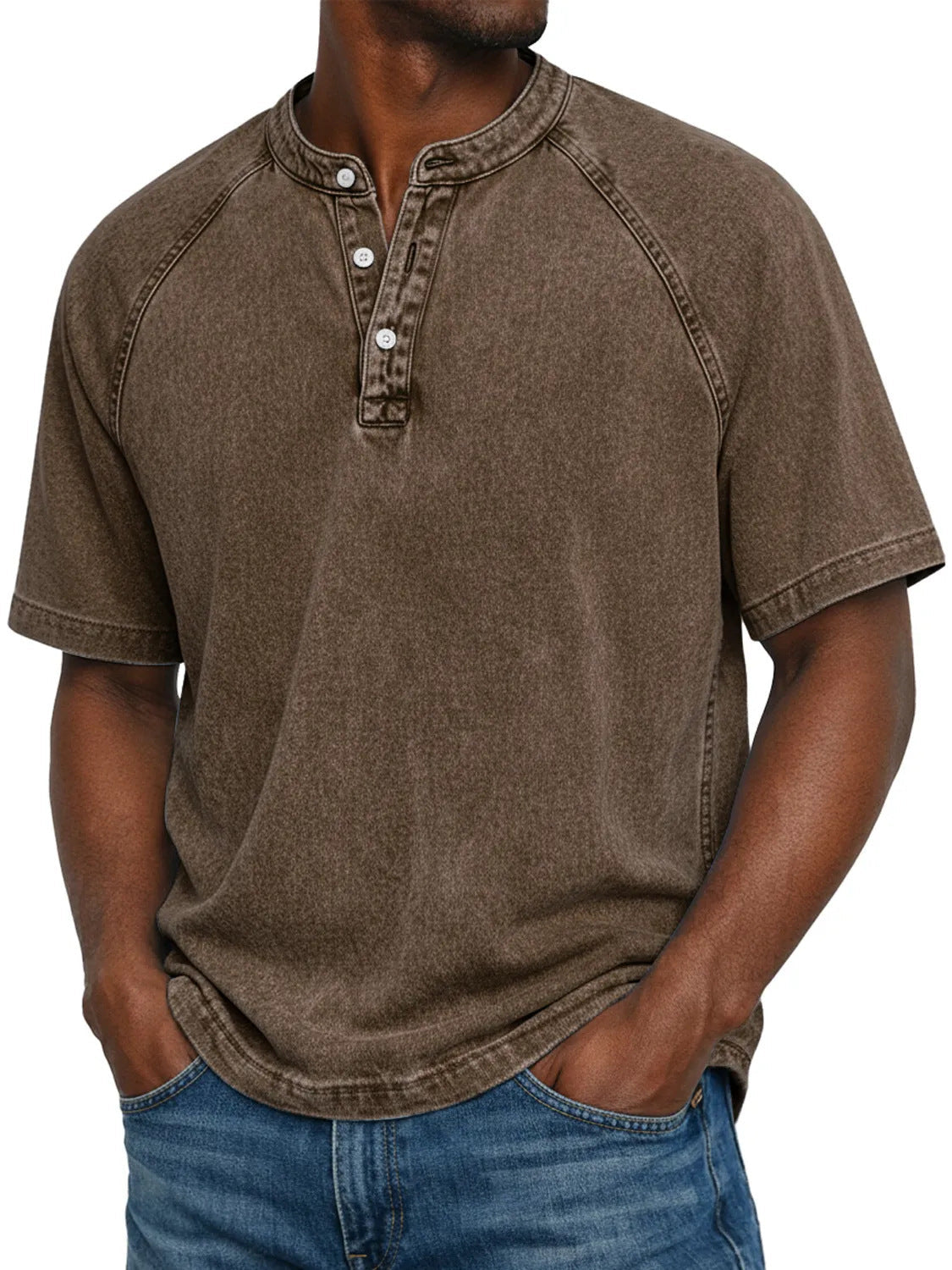 Declan | Vintage Wash Henley T Shirt