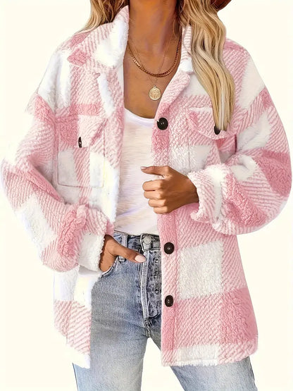 Wilhelmina | Cozy Checkered Button Jacket