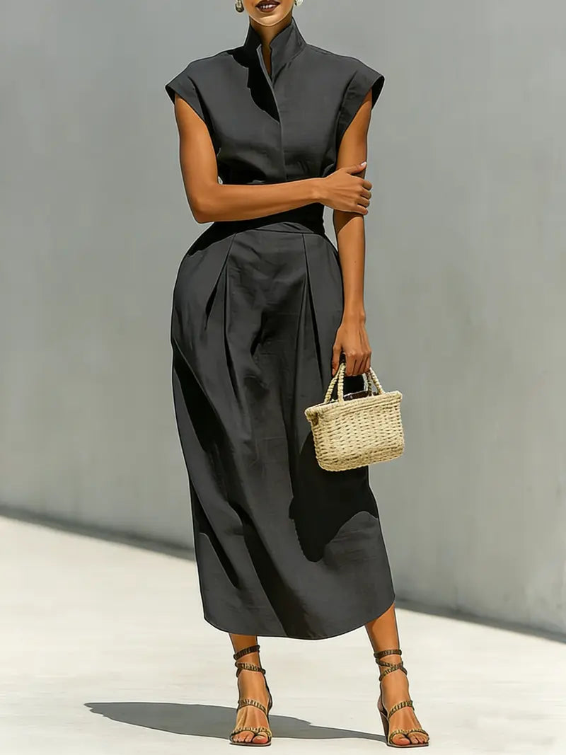 Celestielle | Structured Waist Midi Dress