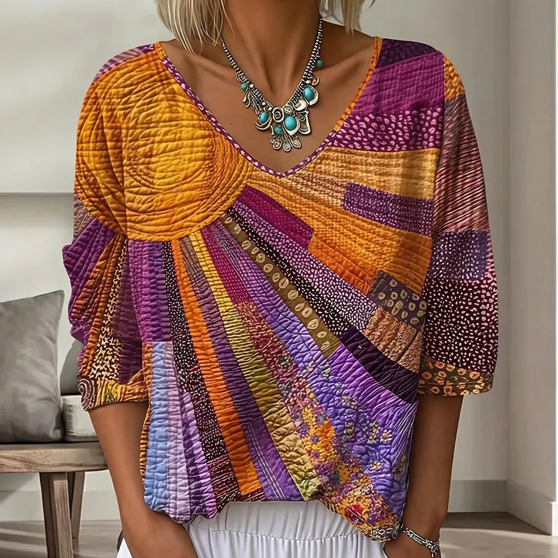 Avenora | Artistic Patchwork Blouse