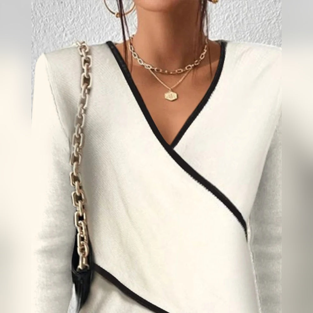 Fenora | Contrast Trim Wrap Blouse