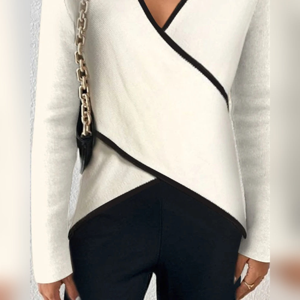 Fenora | Contrast Trim Wrap Blouse