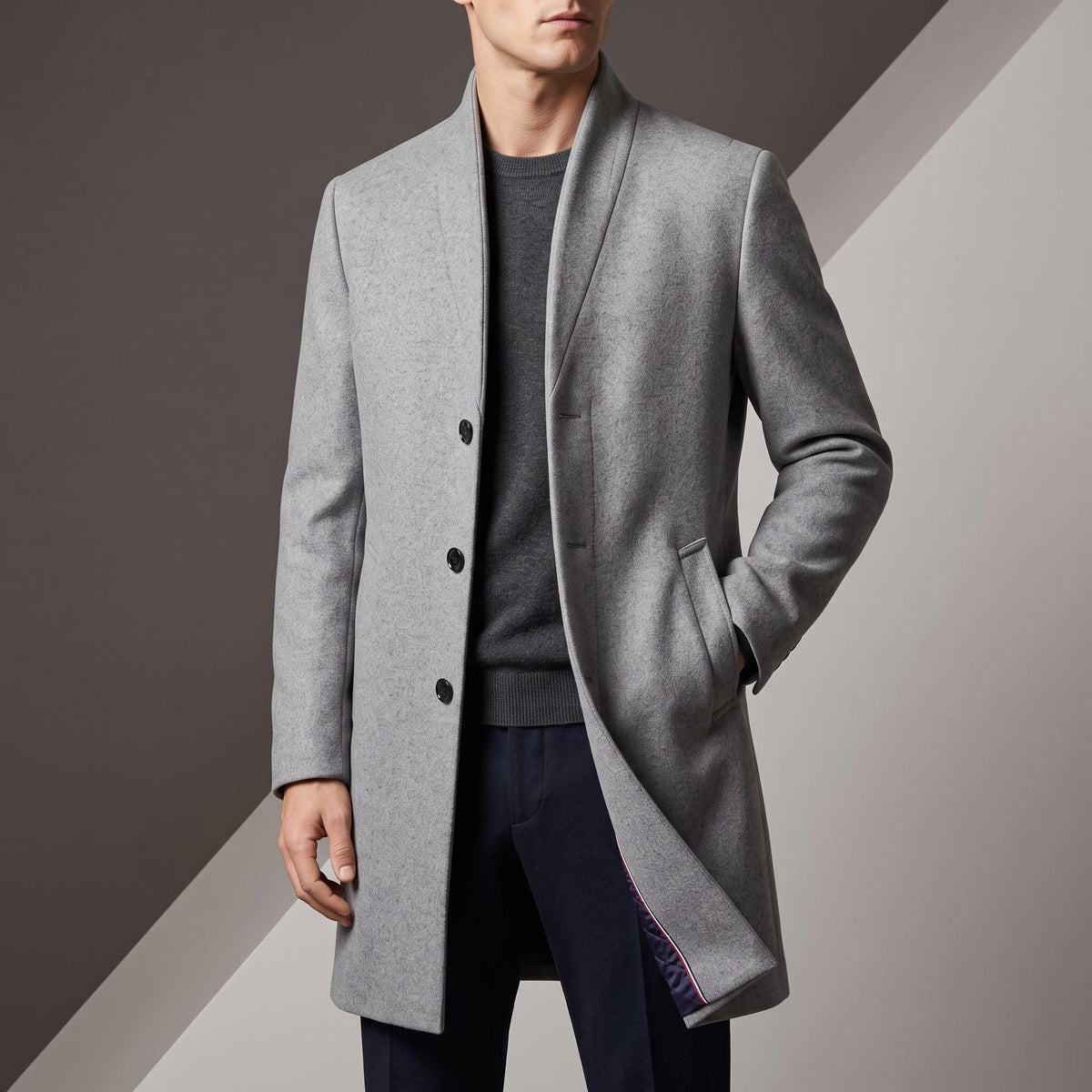 Kerrick | Tailored Stand Collar Long Coat