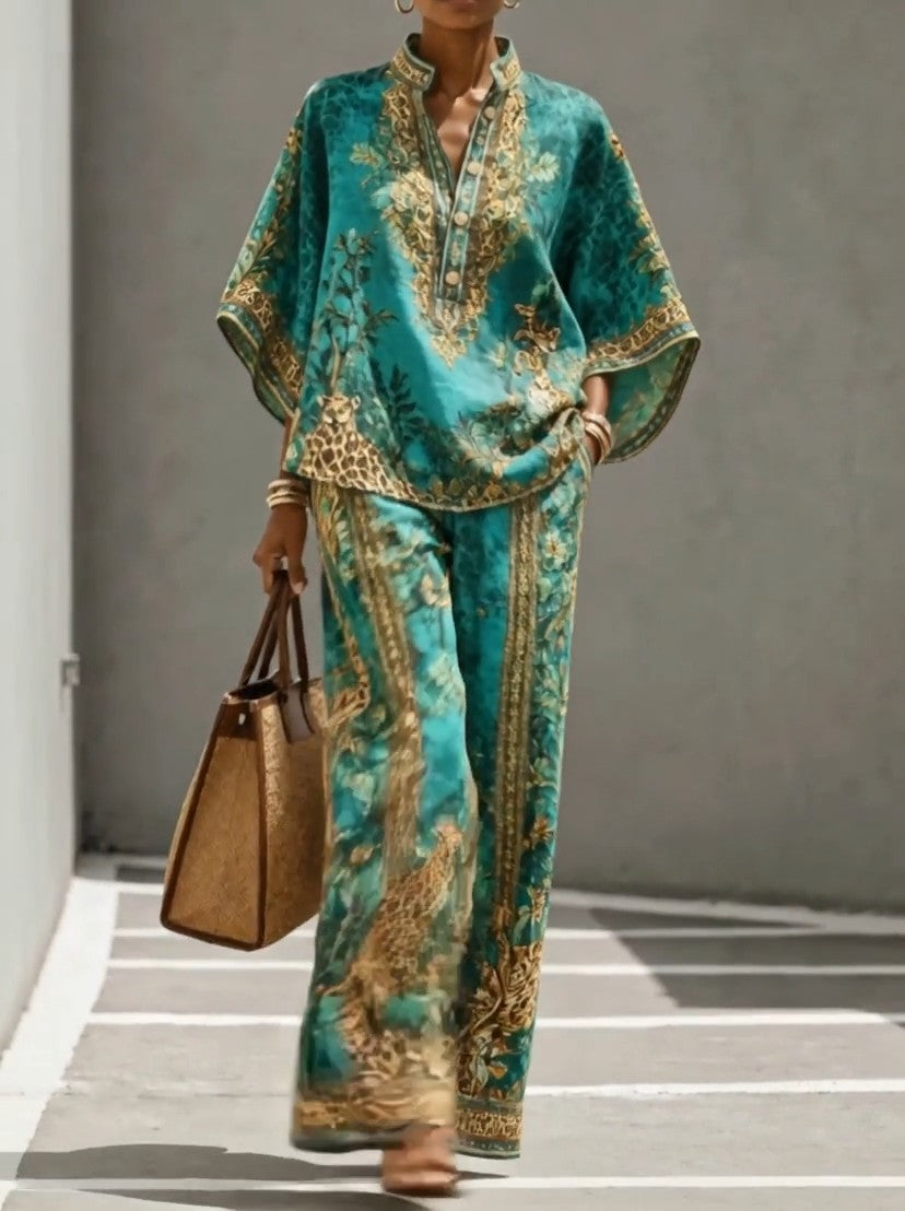 Ysolina | Elegant Animal Print Two Piece Set
