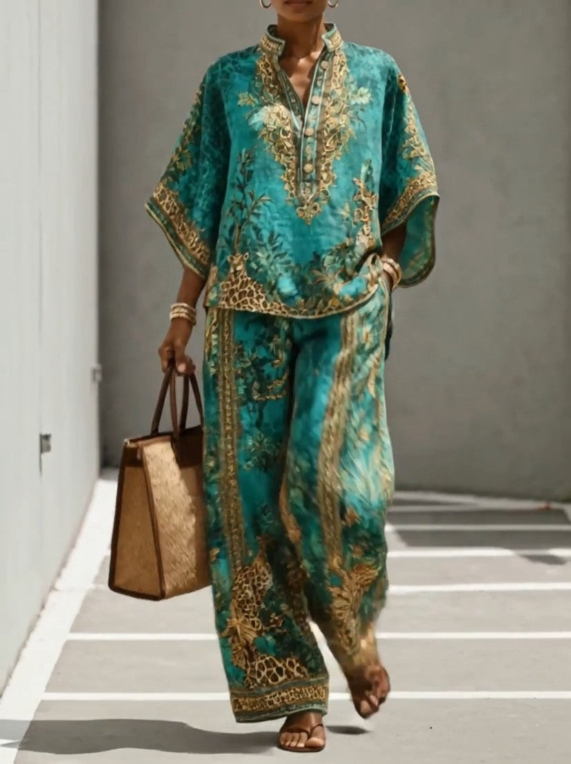 Ysolina | Elegant Animal Print Two Piece Set