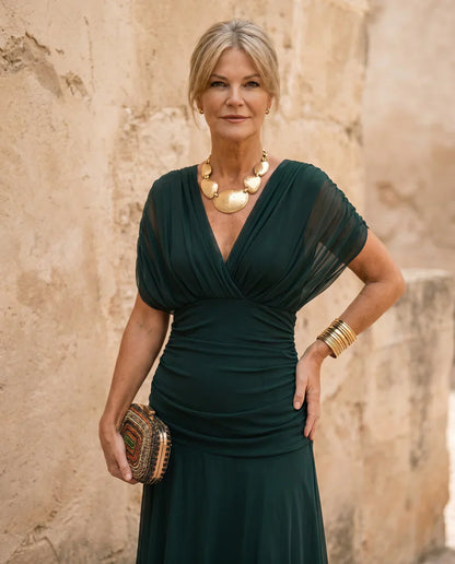 Selvoria | Elegant Draped Maxi Dress