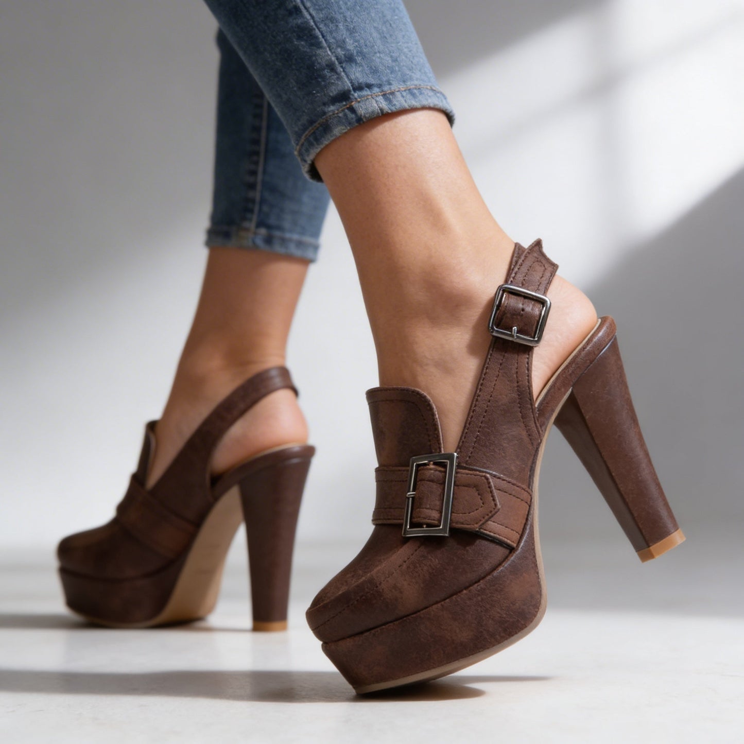 Ashby | Buckled Platform Slingback Heels