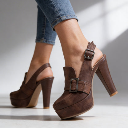 Ashby | Buckled Platform Slingback Heels